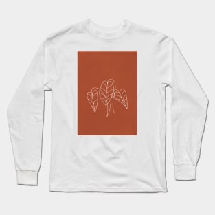 Boho, Terracotta, Line Art, Botanical Long Sleeve T-Shirt